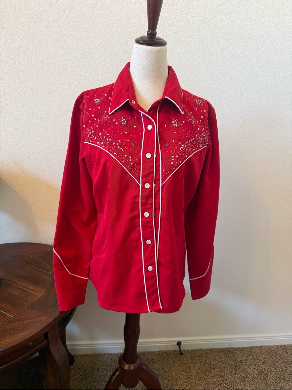 Scully Red Embellished Western-Style Women’s Shirt
